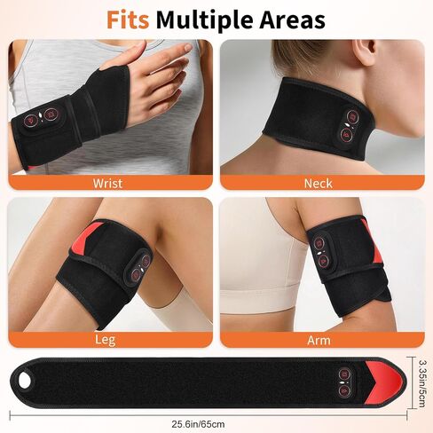 Cordless Wrist Heating Pad with Massage & Red Light, Heated Wrist Brace for Carpal Tunnel Relief, Arthritis Pain, Tendonitis, Rechargeable Wrist Massager for Office, Home, Travel in Saudi Arabia