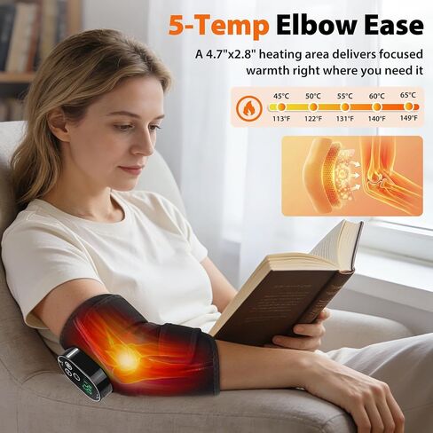 Cordless Elbow Massager for Pain Relief,Tennis Elbow Massager for Tendonitis and Tennis Elbow, Rechargeable Arm Heating Pad with Massage in Saudi Arabia