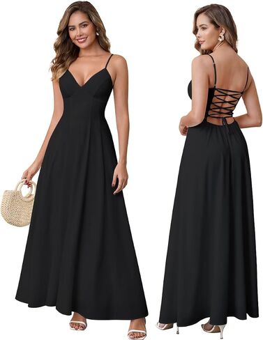 Summer Floral Maxi Dress Boho Spaghetti Strap Lace Up V Neck Flowy A Line Beach Vacation Long Dresses for Women in Saudi Arabia