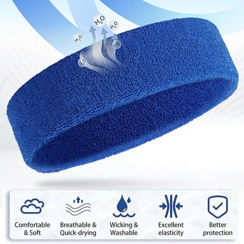 5 Pack Sport Sweat Headbands for Men Women, Elastic Sweatbands Sports Hair Band for Running Basketball Football Exercise Gym Outdoor Activities (Colorful) in Kuwait
