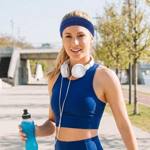 5 Pack Sport Sweat Headbands for Men Women, Elastic Sweatbands Sports Hair Band for Running Basketball Football Exercise Gym Outdoor Activities (Colorful) in Kuwait