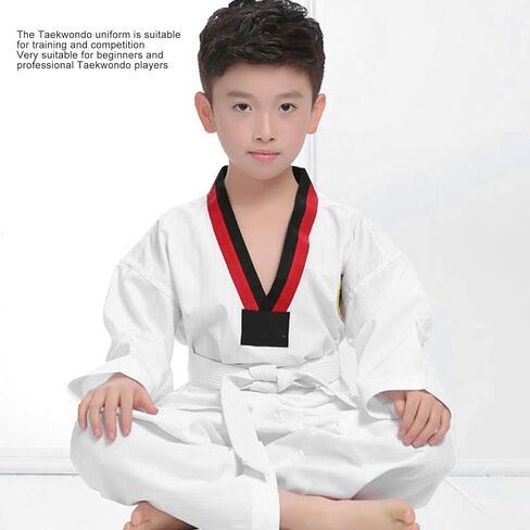 Kids White Karate Uniform, Kids White Taekwondo Uniform TKD Costumes Clothing Karate Judo Taekwondo Dobok Clothes in Kuwait