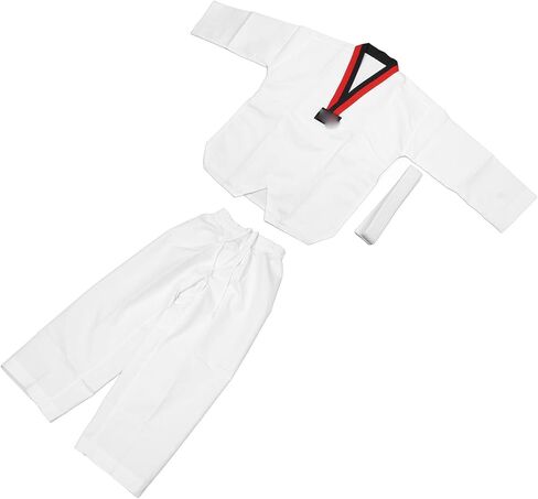 Taekwondo Dobok Suit, Breathable Cotton Training Uniform, V Neck Ergonomic Uniform with Wider Crotch Design, Ideal for Taekwondo Daily Practice in Kuwait