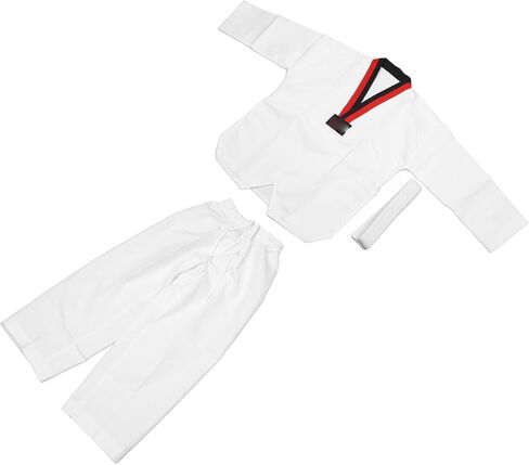 Taekwondo Dobok Suit, Breathable Cotton Training Uniform, V Neck Ergonomic Uniform with Wider Crotch Design, Ideal for Taekwondo Daily Practice in Kuwait