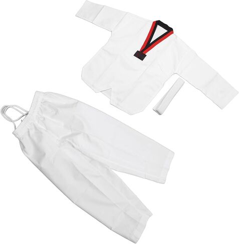 Taekwondo Dobok Suit, Breathable Cotton Training Uniform, V Neck Ergonomic Uniform with Wider Crotch Design, Ideal for Taekwondo Daily Practice in Kuwait