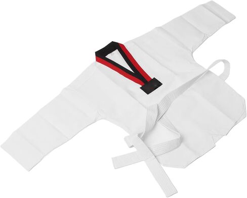 Kids Karate Uniform, White Taekwondo Uniform, Cotton Karate Suit with Black Red Collar, Ideal for Training & Competition Beginners and Professionals in Kuwait