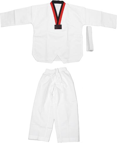 بدلة Sorandy Taekwondo Dobok، بدلة من نسيج قطني طويل مريح للتنفس، تصميم برقبة على شكل حرف V مع منفرج أوسع، مثالية لتدريب التايكوندو in Kuwait