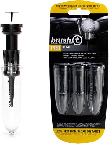 Brush-T Multi-Pack of 3 Golf Tees (Wood, Driver, Oversized) - Low Friction, More Distance, Consistent Height in Kuwait