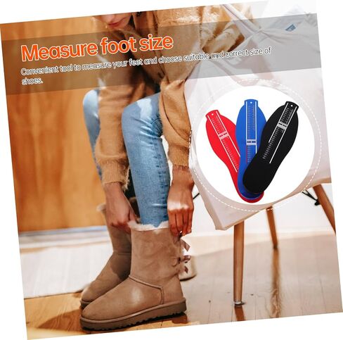 KALLORY Adult Foot Measure Gauge 3pcs Uk Size Measuring Tool with Foot Ruler for Teenagers and Adults Red Black Blue for Shoe Size Accuracy in Kuwait