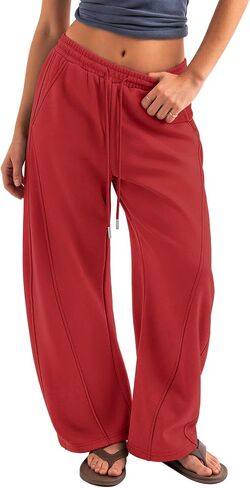 ATHMILE برميل Sweatpants النساء Y2K واسعة الساق فضفاض صالة عرق السراويل مع جيوب حجم كبير الرباط ركض in Kuwait