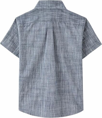 قميص JOGAL Boys Chambray بأزرار سفلية وأكمام قصيرة، قمصان قطنية كاجوال مع جيب على الصدر in Kuwait
