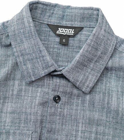 قميص JOGAL Boys Chambray بأزرار سفلية وأكمام قصيرة، قمصان قطنية كاجوال مع جيب على الصدر in Kuwait