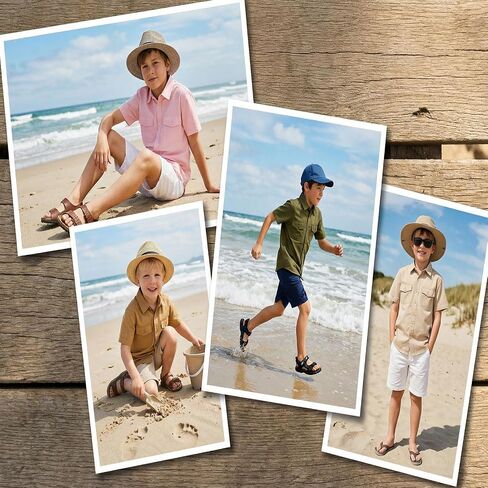 Boys Button Down Shirt Short Sleeve 100% Cotton Casual Button Up Shirt with Flip-Top Double Pockets (6-14 Years) in Saudi Arabia
