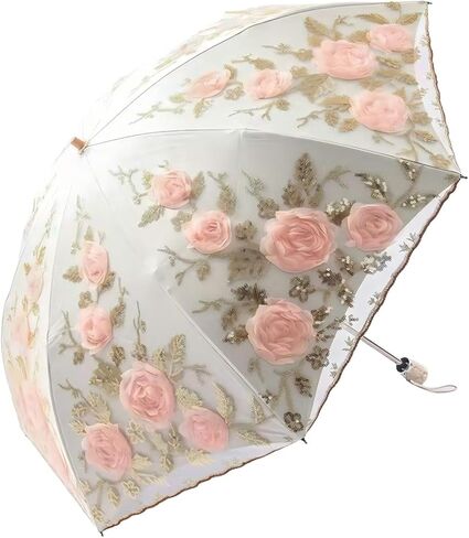 MizHome Lace Parasol Double-Layer UV Protection Compact Folding Umbrella Handmade in Saudi Arabia