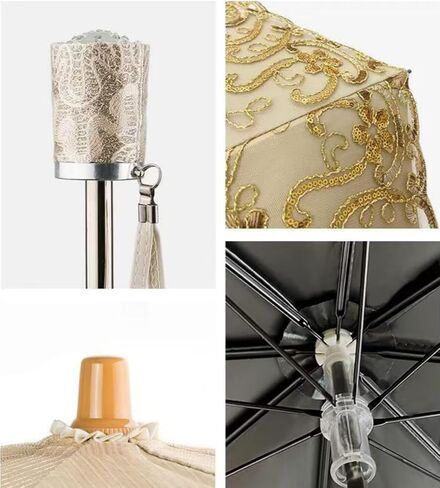 MizHome Lace Parasol Double-Layer UV Protection Compact Folding Umbrella Handmade in Saudi Arabia