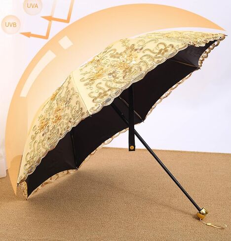 MizHome Lace Parasol Double-Layer UV Protection Compact Folding Umbrella Handmade in Saudi Arabia