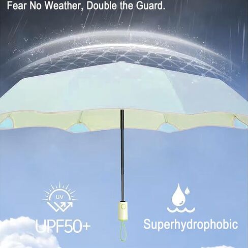 Automatic Umbrella - Rounded Corner Safety Design, Telescopic Compact Folding, Ultra-Lightweight Travel Umbrella for Women & Men, Instant Auto Open/Close, UPF 50+ Sun & Rain Protection in Kuwait