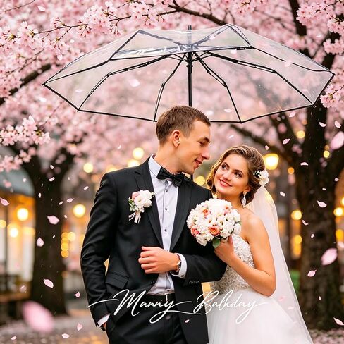 Clear Transparent Automatic Folding Umbrella, Lightweight Portable Windproof Travel Umbrella Auto Open Close Design for Rain Wind Snow, Adult Unisex Use in Saudi Arabia
