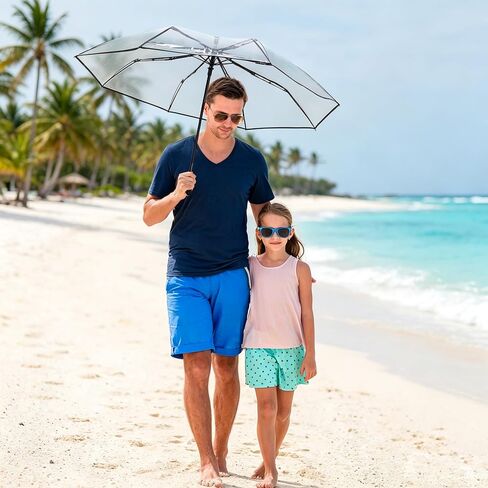 Clear Transparent Automatic Folding Umbrella, Lightweight Portable Windproof Travel Umbrella Auto Open Close Design for Rain Wind Snow, Adult Unisex Use in Saudi Arabia