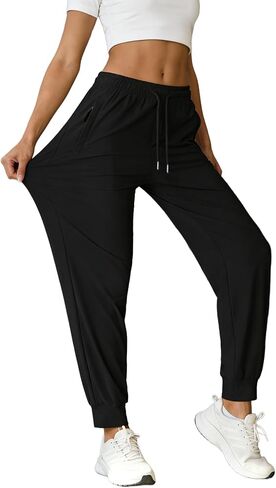 Women's Stretchy Hiking Pants Lightweight Quick-Drying Sweatpants Joggers for Running with Zippered Pockets in Saudi Arabia