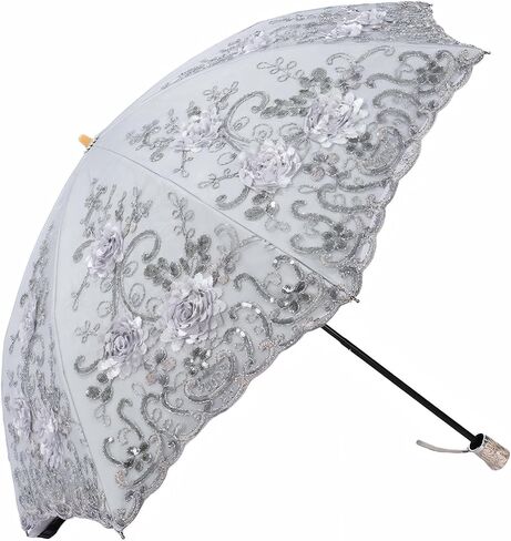 MizHome Lace Parasol Double-Layer UV Protection Compact Folding Umbrella Handmade in Saudi Arabia