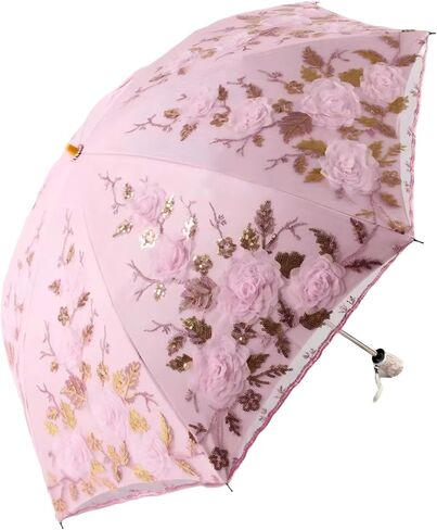 MizHome Lace Parasol Double-Layer UV Protection Compact Folding Umbrella Handmade in Saudi Arabia