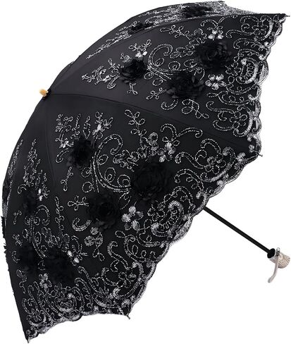 MizHome Lace Parasol Double-Layer UV Protection Compact Folding Umbrella Handmade in Saudi Arabia