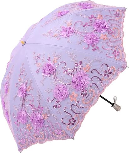 MizHome Lace Parasol Double-Layer UV Protection Compact Folding Umbrella Handmade in Saudi Arabia
