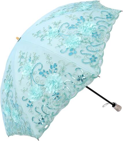 MizHome Lace Parasol Double-Layer UV Protection Compact Folding Umbrella Handmade in Saudi Arabia