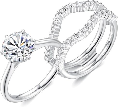 Moissanite Wedding Ring Set for Women, 2CT D Color VVS1 Bridal Set S925 Sterling Silver with 18K White Gold Plated Engagement Anniversary Rings for Her (Size 4.5-9.5) in Saudi Arabia