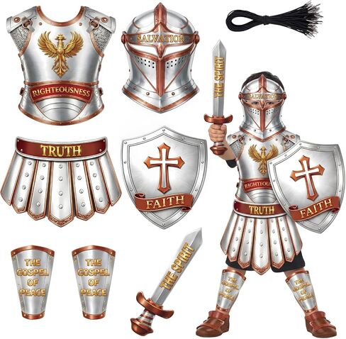Maqiauly 15 Sets Armor of God Costume Crafts, Silver Bible Kit for Sunday School, Christian Halloween Party Decorations, Medieval Knight Classroom Art in Saudi Arabia