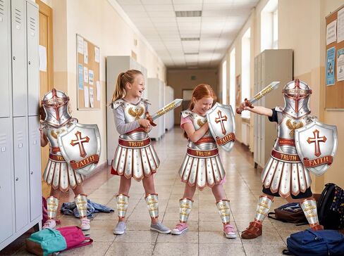 Maqiauly 15 Sets Armor of God Costume Crafts, Silver Bible Kit for Sunday School, Christian Halloween Party Decorations, Medieval Knight Classroom Art in Saudi Arabia