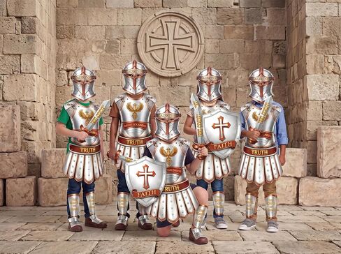 Maqiauly 15 Sets Armor of God Costume Crafts, Silver Bible Kit for Sunday School, Christian Halloween Party Decorations, Medieval Knight Classroom Art in Saudi Arabia