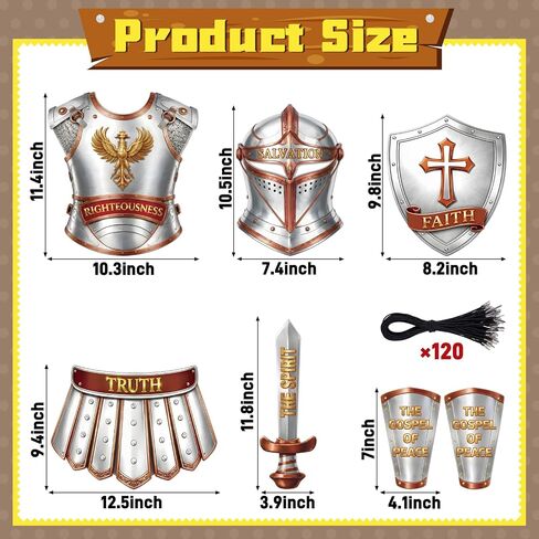 Maqiauly 15 Sets Armor of God Costume Crafts, Silver Bible Kit for Sunday School, Christian Halloween Party Decorations, Medieval Knight Classroom Art in Saudi Arabia