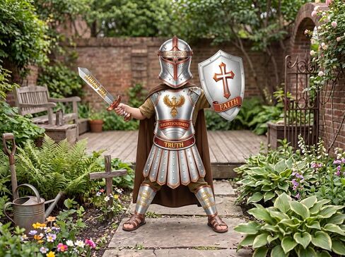 Maqiauly 15 Sets Armor of God Costume Crafts, Silver Bible Kit for Sunday School, Christian Halloween Party Decorations, Medieval Knight Classroom Art in Saudi Arabia