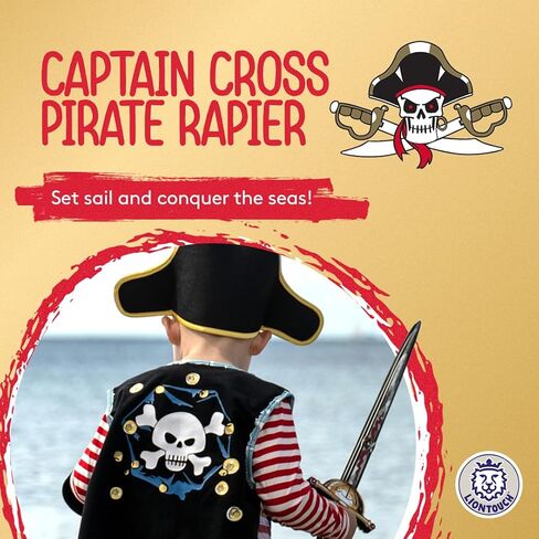 Liontouch - Pirate Rapier - Captain Cross - Age 3-8 Years | Pretend Play Skull Toy for Boys | Safe Cutlass-Like Foam Sword for Sailing The Caribbeans | Ideal Accessory for Dress Up & Costumes in Kuwait