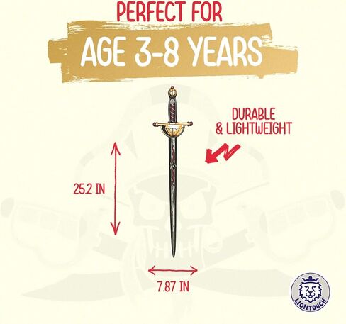 Liontouch - Pirate Rapier - Captain Cross - Age 3-8 Years | Pretend Play Skull Toy for Boys | Safe Cutlass-Like Foam Sword for Sailing The Caribbeans | Ideal Accessory for Dress Up & Costumes in Kuwait