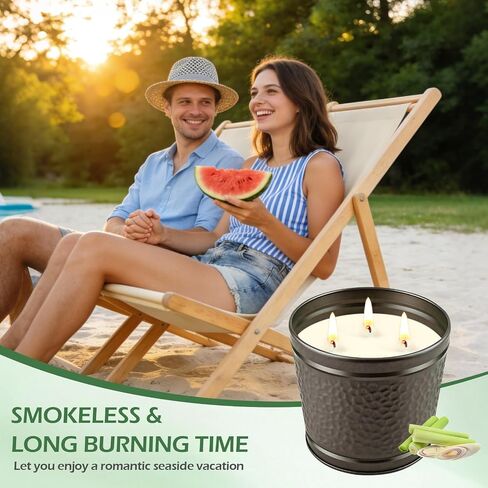 Citronella Candles Outdoor, Large Citronella Candle for Patio, 2 Pack Natural Soy Wax Outdoor Candles Bulk for Garden Yard Home Balcony Camping Backyard,Summer Candle Bulk for Home, Long Burning in Kuwait