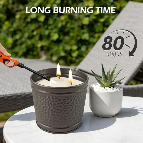 Citronella Candles Outdoor, Large Citronella Candle for Patio, 2 Pack Natural Soy Wax Outdoor Candles Bulk for Garden Yard Home Balcony Camping Backyard,Summer Candle Bulk for Home, Long Burning in Kuwait