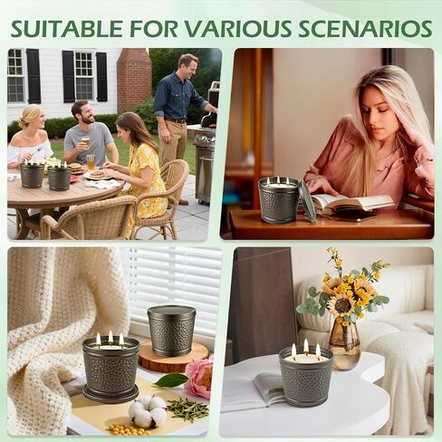 Citronella Candles Outdoor, Large Citronella Candle for Patio, 2 Pack Natural Soy Wax Outdoor Candles Bulk for Garden Yard Home Balcony Camping Backyard,Summer Candle Bulk for Home, Long Burning in Kuwait