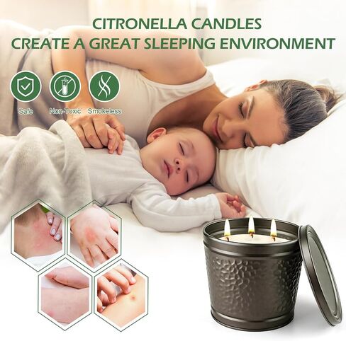 Citronella Candles Outdoor, Large Citronella Candle for Patio, 2 Pack Natural Soy Wax Outdoor Candles Bulk for Garden Yard Home Balcony Camping Backyard,Summer Candle Bulk for Home, Long Burning in Kuwait