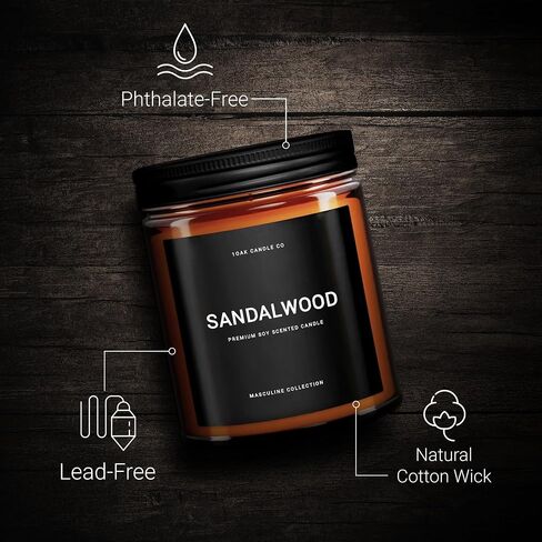 شموع معطرة 1OAK للرجال - شموع خشب الصندل - شمعة رجالية للمنزل - شمعة رجالية - قسط طويل الاشتعال - شمع الصويا in Kuwait
