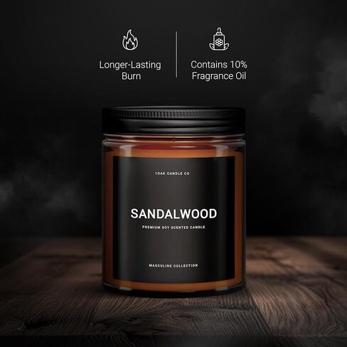 شموع معطرة 1OAK للرجال - شموع خشب الصندل - شمعة رجالية للمنزل - شمعة رجالية - قسط طويل الاشتعال - شمع الصويا in Kuwait