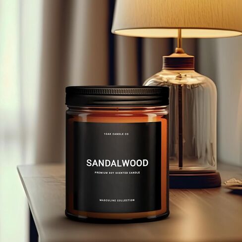 شموع معطرة 1OAK للرجال - شموع خشب الصندل - شمعة رجالية للمنزل - شمعة رجالية - قسط طويل الاشتعال - شمع الصويا in Kuwait