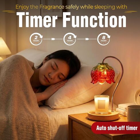Yoss Strawberry Candle Warmer Lamp with Timer Dimmable - Strawberry Lamp with 2 Bulbs - Flower Candle Warmer for All Candles - Birthday Gifts for Women Mom - House Warming Gifts - Cute Decor in Kuwait
