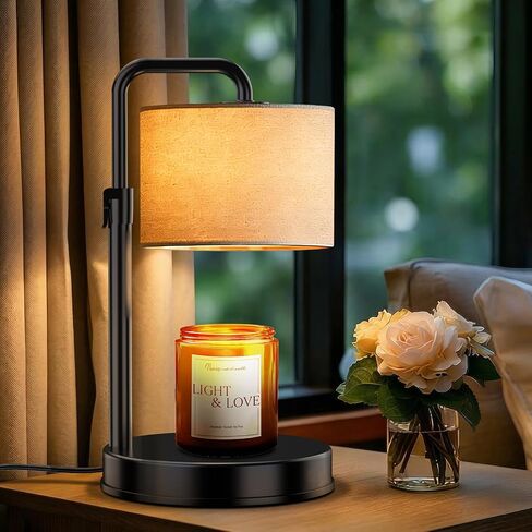 Hyrion Candle Warmer Lamp with Timer Dimmer, Modern Farmhouse Candle Lamp Adjustable Height, Birthday Gifts for Women Mom, Electric Flameless Candle Melter with 2 Bulbs, House Warming Home Decor in Saudi Arabia