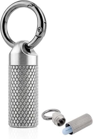 Titanium Keychain Pill Holder, Waterproof Small Pill Case for 2-3 Emergency Nitro Pills, Portable Metal Pill Organizer Container with Key Ring, Travel Pill Box for Purse (Tiny/Small/Large) in Saudi Arabia