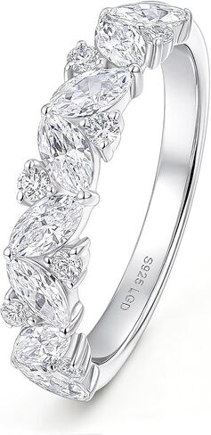 Lab Grown Diamond Wedding Bands for Women 1CT Marquise Engagement Ring D Color VS1 18K White Gold Plated Eternty Rings 925 Sterling Silver Size 5-10 in Saudi Arabia