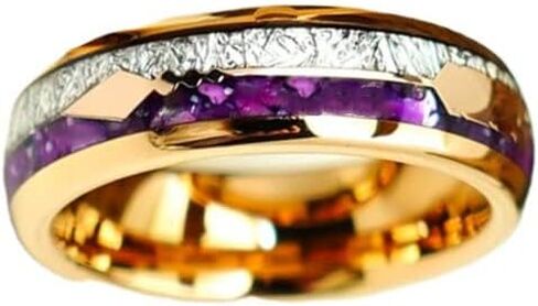 Thin 18K Rose Gold Ring Meteorite Wedding Bands Womens Ring 6mm Tungsten Purple Lapis Lazuli Ring Couples Ring Set Womens Wedding Band in Saudi Arabia