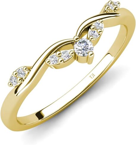 TriJewels Round Lab Grown Diamonds Curved Wedding Band in 10K Gold in Kuwait